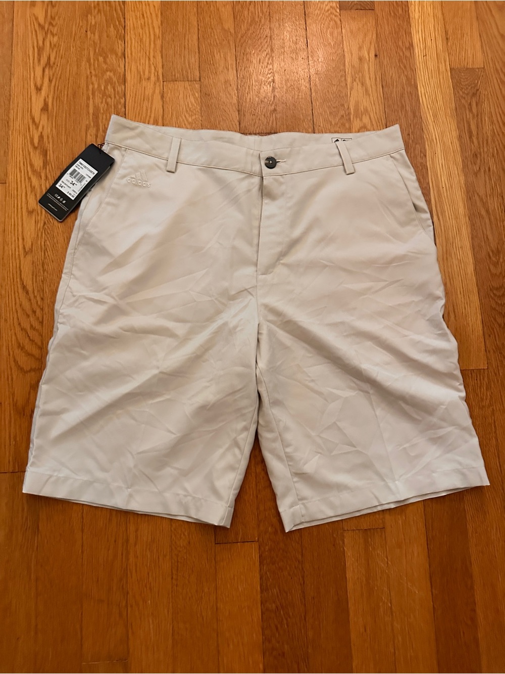 adidas Men's Beige Performance Flat-Front Shorts